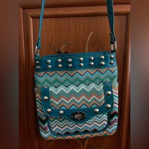 Blue & Green Chevron Crossbody Bag